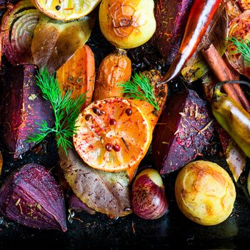 Roasted vegetables, closeup view