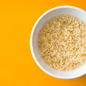 Soup Ramen noodles in ceramic bowl horizontal