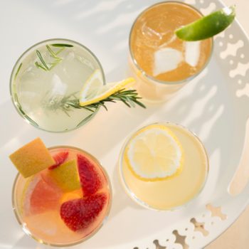 overhead shot of various drinks