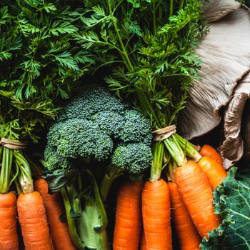 Market Vegetables and Bunches of Carrots