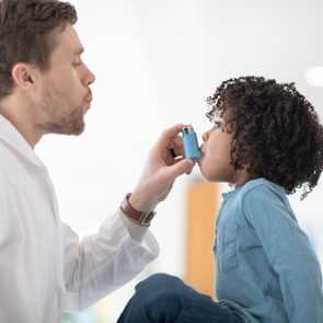 young boy has medical asthma check up