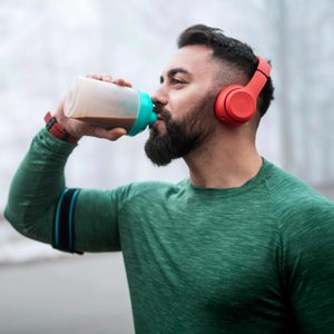 Man Drinking Energy Drink After Exercising